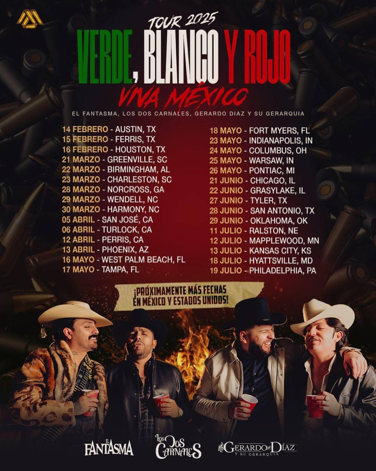 El Fantasma Verde, blanco y rojo.. Viva México Tour Poster 2025